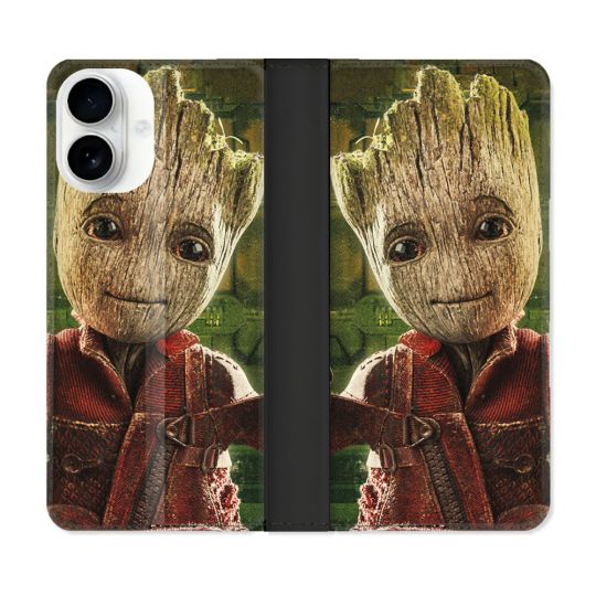 Housse cuir portefeuille Pour Iphone 17 Groot Vert