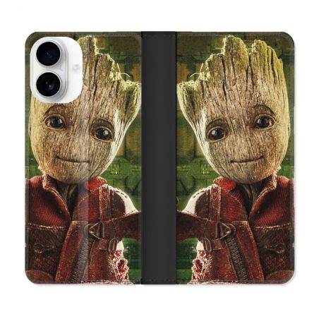 Housse cuir portefeuille Pour Iphone 17 Groot Vert