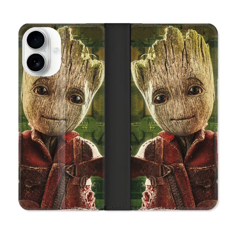 Housse cuir portefeuille Pour Iphone 17 Groot Vert
