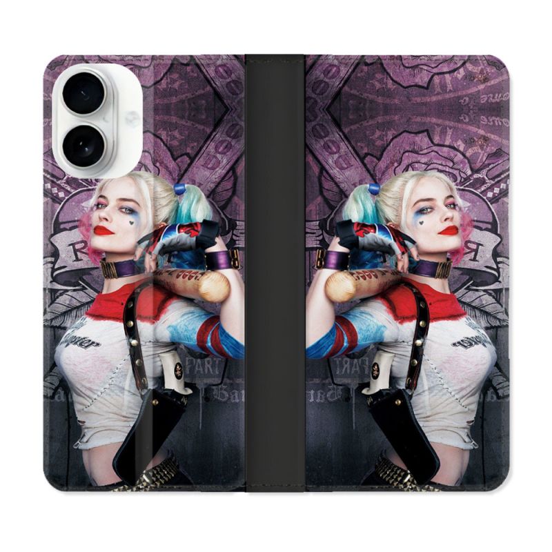 Housse cuir portefeuille Pour Iphone 17 Harley Quinn Batte