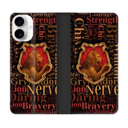 Housse cuir portefeuille Pour Iphone 17 Harry Potter Griffondor