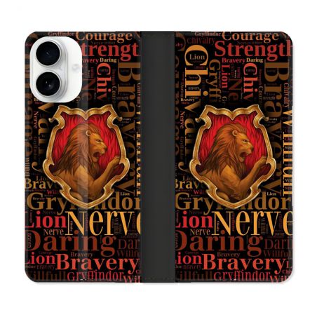 Housse cuir portefeuille Pour Iphone 17 Harry Potter Griffondor