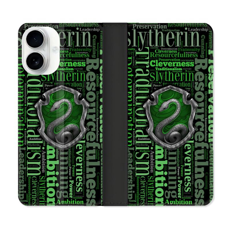 Housse cuir portefeuille Pour Iphone 17 Harry Potter Serpentar