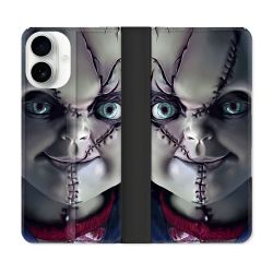 Housse cuir portefeuille Pour Iphone 17 Horreur Chucky Cicatrice