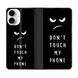 Housse cuir portefeuille Pour Iphone 17 Humour Don't Touch