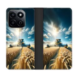 Housse cuir portefeuille Pour Honor 200 Smart 5G Agriculture Moissonneuse Blé
