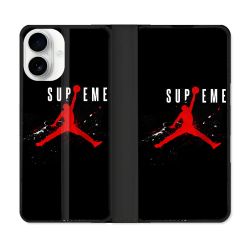 Housse cuir portefeuille Pour Iphone 17 Jordan Supreme Noir