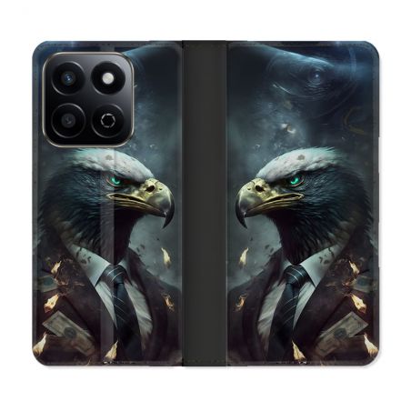Housse cuir portefeuille Pour Honor 200 Smart 5G Animal Aigle Business