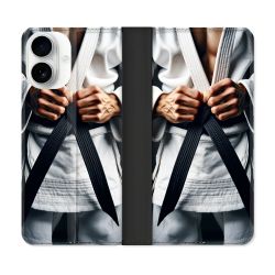 Housse cuir portefeuille Pour Iphone 17 Kimono Ceinture