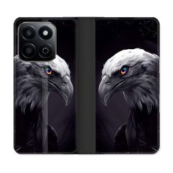 Housse cuir portefeuille Pour Honor 200 Smart 5G Animal Aigle Royal Noir