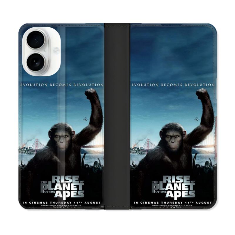 Housse cuir portefeuille Pour Iphone 17 La Planete Des Singes