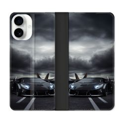 Housse cuir portefeuille Pour Iphone 17 Lamborghini Avion