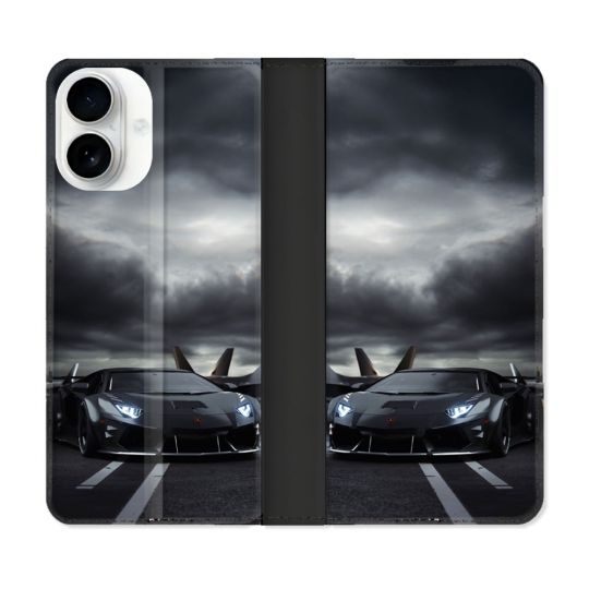 Housse cuir portefeuille Pour Iphone 17 Lamborghini Avion
