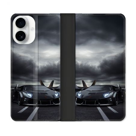 Housse cuir portefeuille Pour Iphone 17 Lamborghini Avion