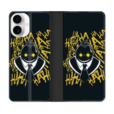 Housse cuir portefeuille Pour Iphone 17 Manga Assassination Classroom Kuro Noir
