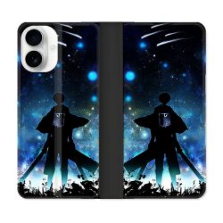 Housse cuir portefeuille Pour Iphone 17 Manga Attaque Titans Levi