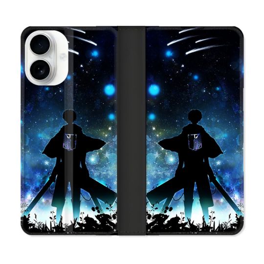 Housse cuir portefeuille Pour Iphone 17 Manga Attaque Titans Levi