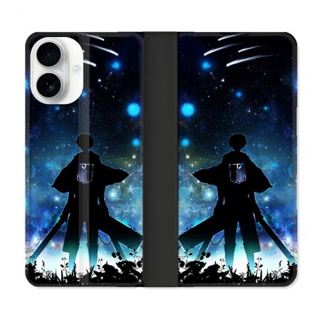 Housse cuir portefeuille Pour Iphone 17 Manga Attaque Titans Levi
