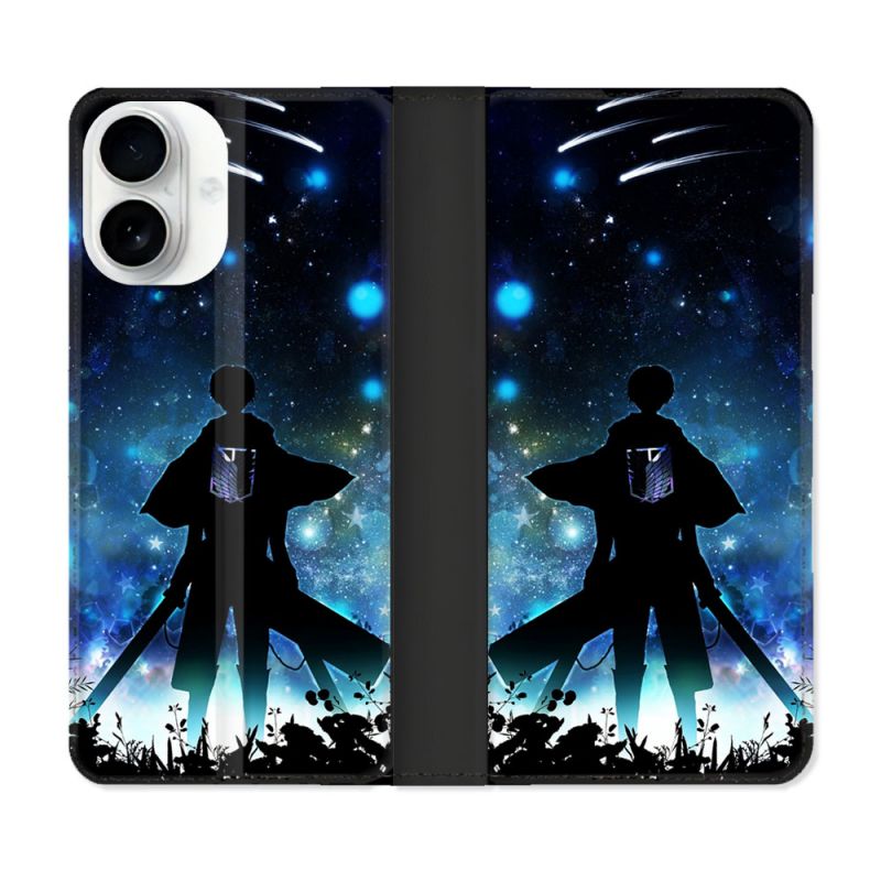 Housse cuir portefeuille Pour Iphone 17 Manga Attaque Titans Levi