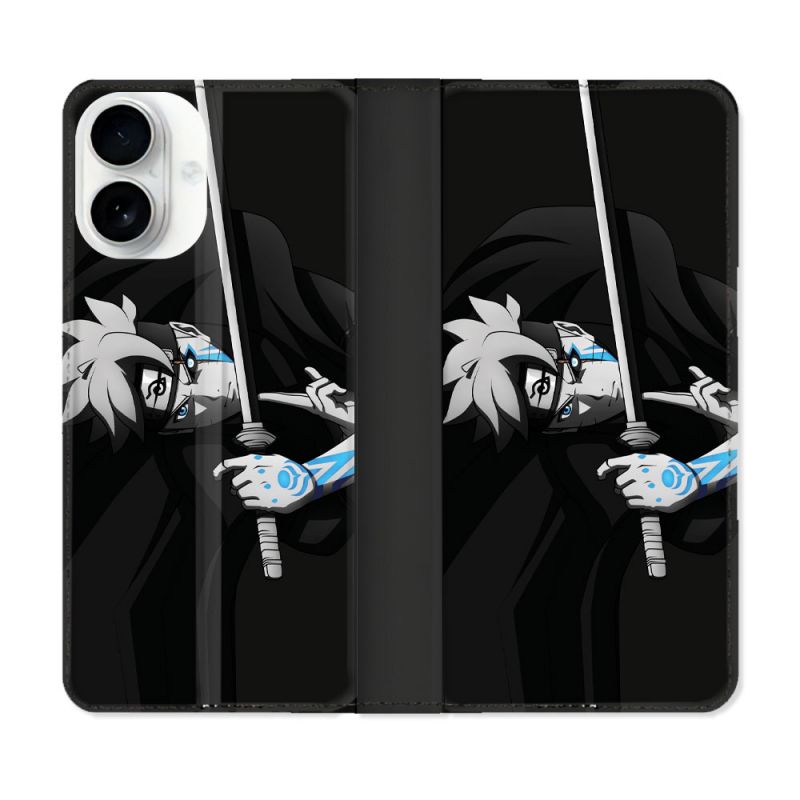 Housse cuir portefeuille Pour Iphone 17 Manga Boruto Epée