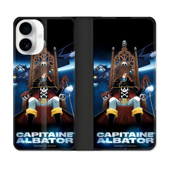 Housse cuir portefeuille Pour Iphone 17 Manga Capitaine Albator
