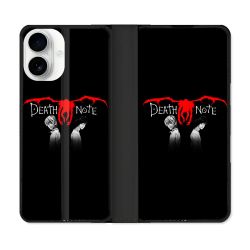 Housse cuir portefeuille Pour Iphone 17 Manga Death Note Noir