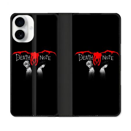 Housse cuir portefeuille Pour Iphone 17 Manga Death Note Noir