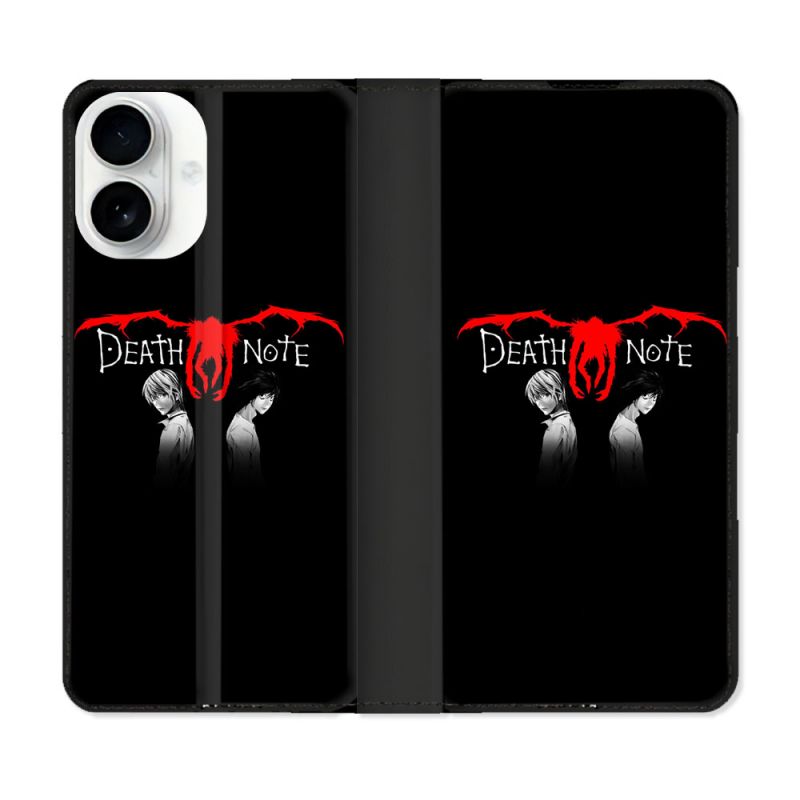 Housse cuir portefeuille Pour Iphone 17 Manga Death Note Noir