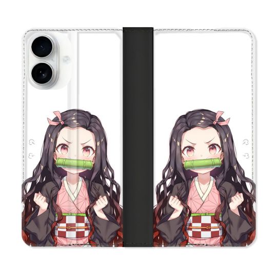 Housse cuir portefeuille Pour Iphone 17 Manga Demon Slayer Nezuko