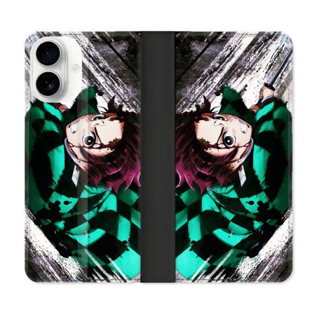 Housse cuir portefeuille Pour Iphone 17 Manga Demon Slayer Tanjiro