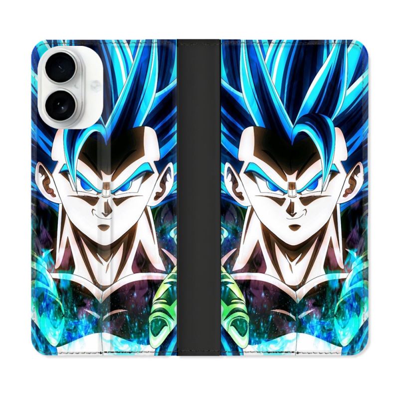 Housse cuir portefeuille Pour Iphone 17 Manga Dragon Ball Gogeta Visage
