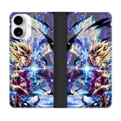 Housse cuir portefeuille Pour Iphone 17 Manga Dragon Ball Sangohan Duo