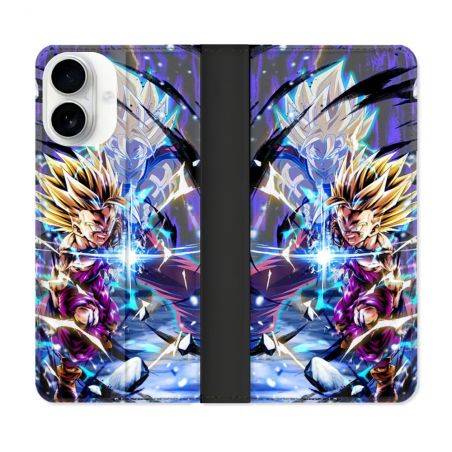 Housse cuir portefeuille Pour Iphone 17 Manga Dragon Ball Sangohan Duo