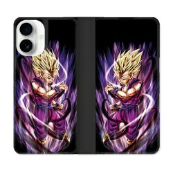 Housse cuir portefeuille Pour Iphone 17 Manga Dragon Ball Sangohan Violet