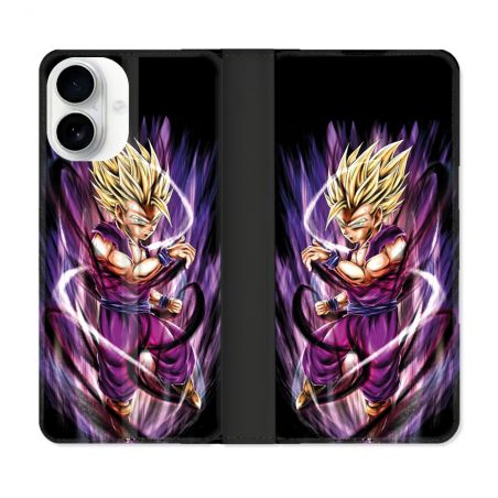 Housse cuir portefeuille Pour Iphone 17 Manga Dragon Ball Sangohan Violet