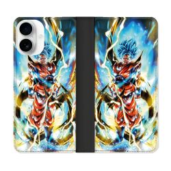 Housse cuir portefeuille Pour Iphone 17 Manga Dragon Ball Sangoku Blanc