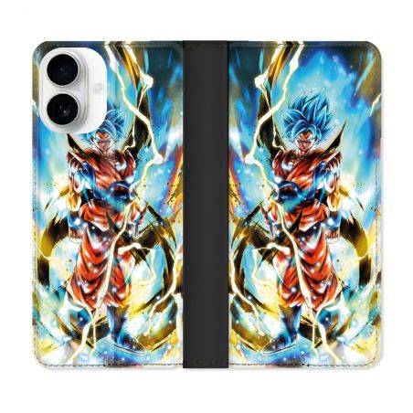 Housse cuir portefeuille Pour Iphone 17 Manga Dragon Ball Sangoku Blanc