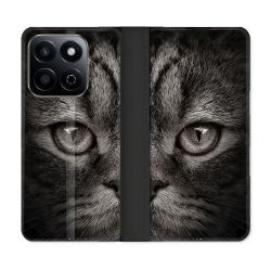 Housse cuir portefeuille Pour Honor 200 Smart 5G Animal Chat Gris