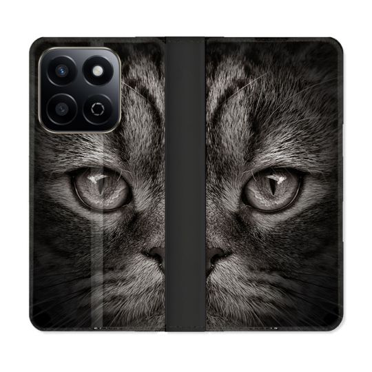 Housse cuir portefeuille Pour Honor 200 Smart 5G Animal Chat Gris