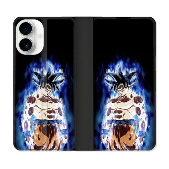 Housse cuir portefeuille Pour Iphone 17 Manga Dragon Ball Sangoku Noir