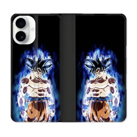 Housse cuir portefeuille Pour Iphone 17 Manga Dragon Ball Sangoku Noir