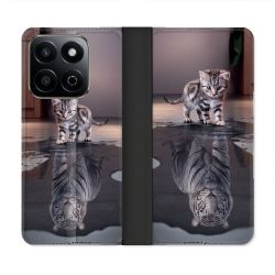 Housse cuir portefeuille Pour Honor 200 Smart 5G Animal Chat Reflet