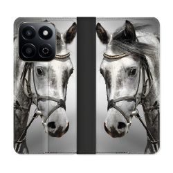 Housse cuir portefeuille Pour Honor 200 Smart 5G Animal Cheval Blanc