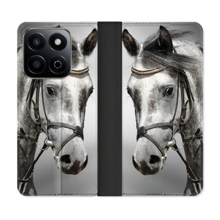 Housse cuir portefeuille Pour Honor 200 Smart 5G Animal Cheval Blanc