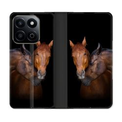 Housse cuir portefeuille Pour Honor 200 Smart 5G Animal Cheval Marron