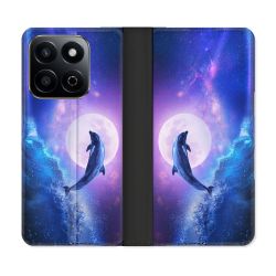 Housse cuir portefeuille Pour Honor 200 Smart 5G Animal Dauphin Vague