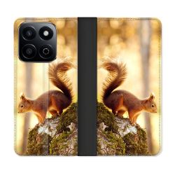 Housse cuir portefeuille Pour Honor 200 Smart 5G Animal Ecureuil Bois