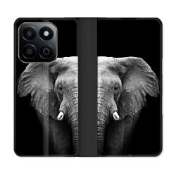 Housse cuir portefeuille Pour Honor 200 Smart 5G Animal Elephant Noir