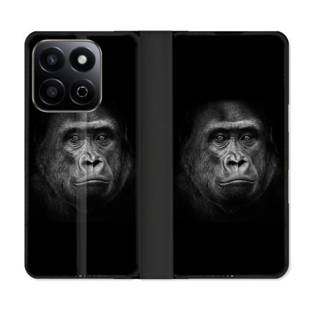 Housse cuir portefeuille Pour Honor 200 Smart 5G Animal Gorille Noir