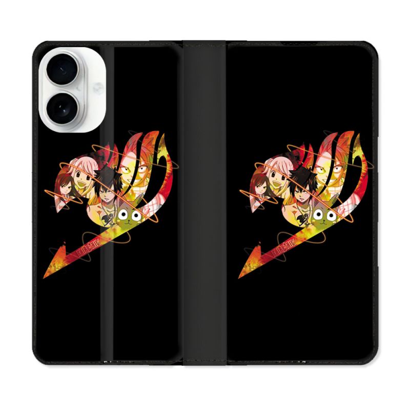 Housse cuir portefeuille Pour Iphone 17 Manga Fairy Tail Logo Noir